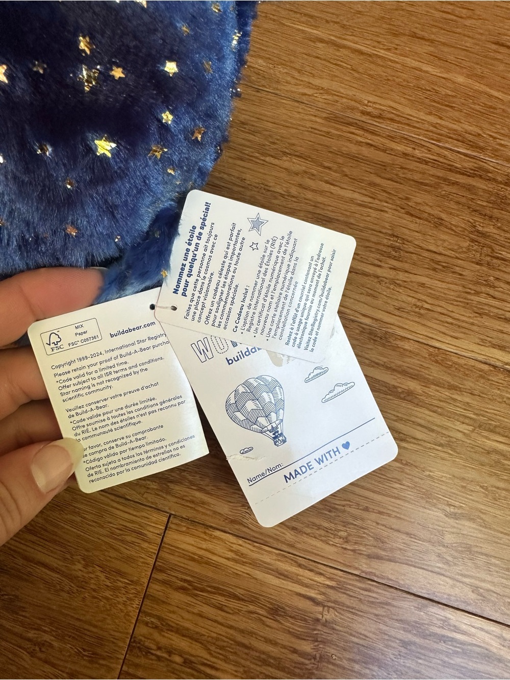 NWT BUILD-A-BEAR Star Wishes Blue Metallic Celestial Stars Teddy Bear - Picture 8 of 10
